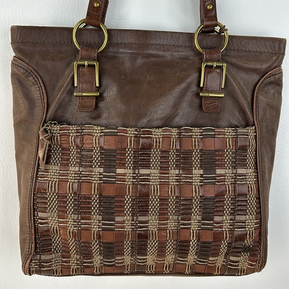 The Sak Brown Woven Leather Shoulder Tote Bag - Picture 2 of 9
